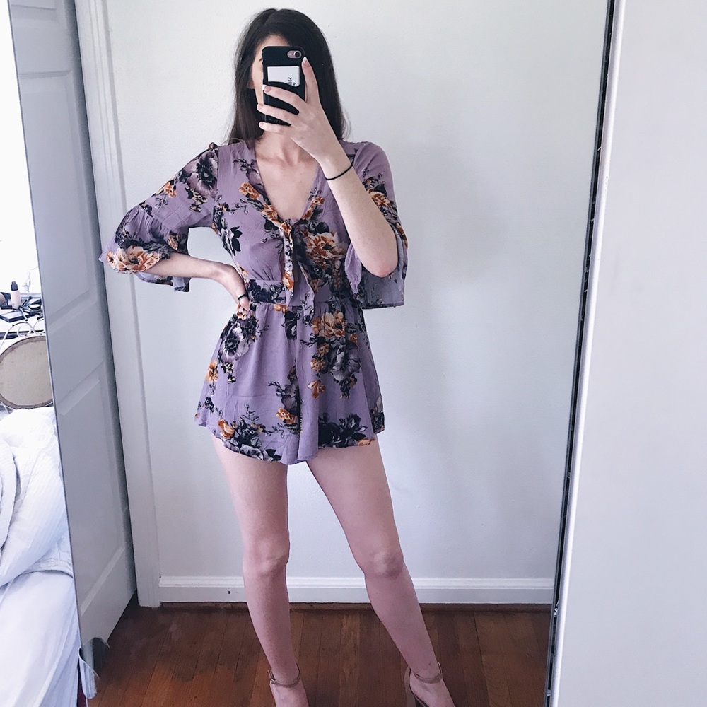 Purple floral romper